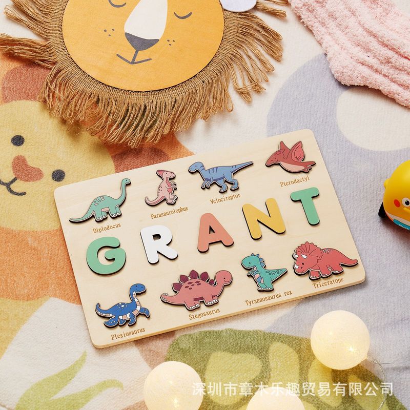 Wooden Dinosaur Name Puzzle Bo - Kids Education Name review and price